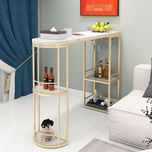 轻奢岩板阳台休闲小吧台家用客厅沙发边隔断酒柜吧台一体高脚桌子