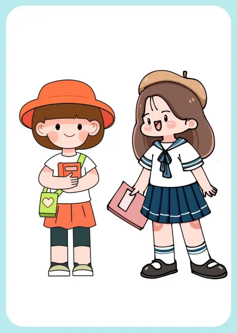 开学季卡通人物简笔画|学生免抠素材 再有10天就开学了 小朋友们有没