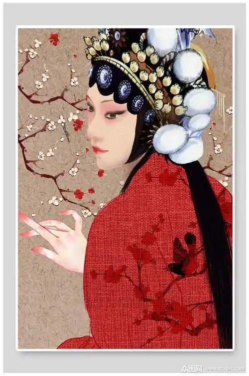京剧古风人物戏曲插画背景