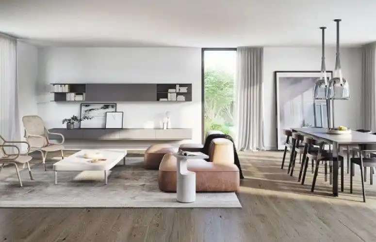 大户型客厅木地板装修效果图灰色实木地板图片