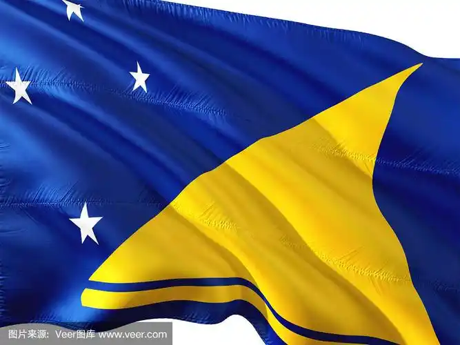 托克劳国旗在风中飘扬,孤立的白色背景.