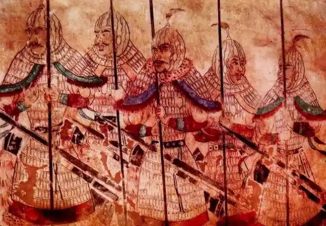 长乐公主墓壁画中的武士.#历史 #唐朝 #大唐 #甲胄 - 抖音