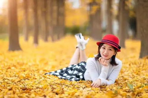 满地金黄,银杏树下的女孩.冰雪知心 2019-01-21