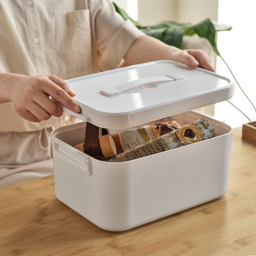 家用装东西abs塑料盒子带提手收纳箱加厚有盖储物整理箱收纳盒