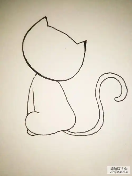 猫咪的背影简笔画步骤图