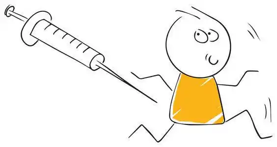 有趣的 stickman 例证流感疫苗注射患者矢量隔离卡通插图照片