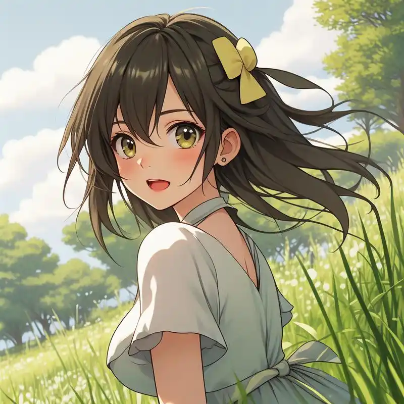 95清新绿色卡通女孩头像91