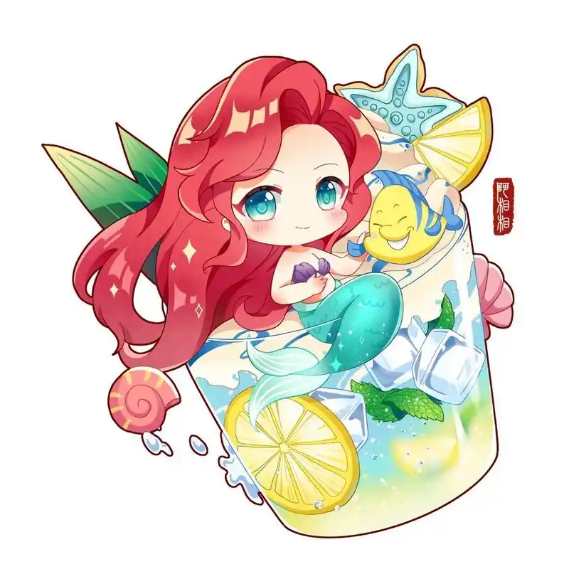 q版美食绘画13/100小美人鱼教程过程分享 今天的迪士尼公主是小美人鱼