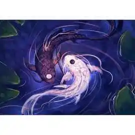 亚马逊新款现货满钻八卦鲤鱼钻石画客厅风景装饰画手工贴钻十字绣