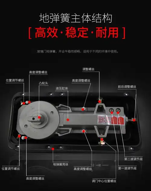 厂家供应钢化玻璃门木门液压地弹簧地轴自动门隐藏式180公斤