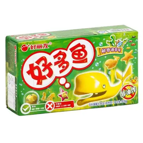 好丽友好多鱼鲜香海苔味33gx30盒 膨化食品非油炸-休闲零食-休闲食品