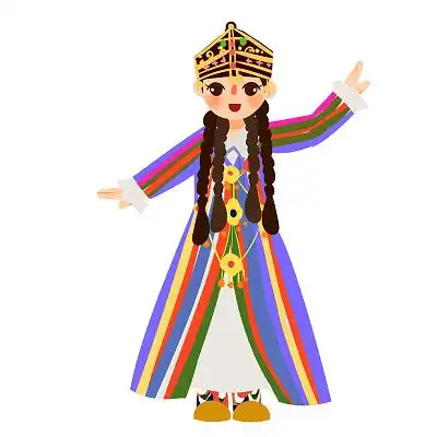 乌孜别克族民族服饰卡通人物少数民族服装png素材卡通少数民族人数