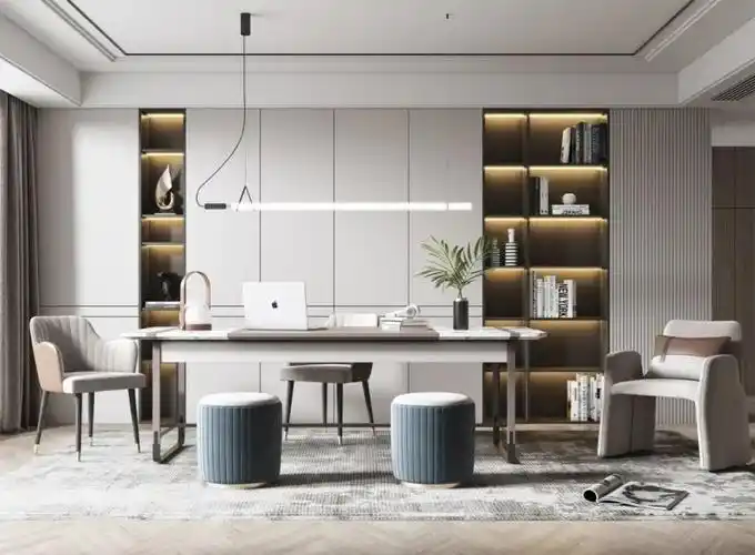 欧派地板现代简约书柜设计效果图