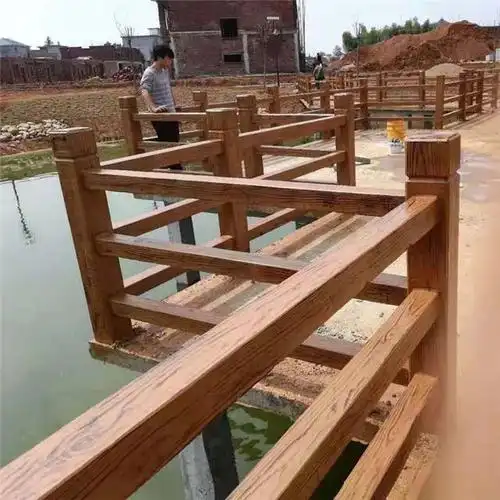 广东水泥护栏围栏别墅庭院围墙室外花园水泥仿木栏杆