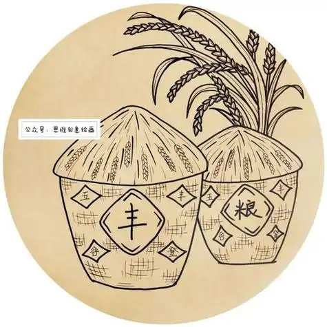 麦穗麦子图标手绘元素粮食水稻子小麦麦田插画eps矢量素材稻子图片