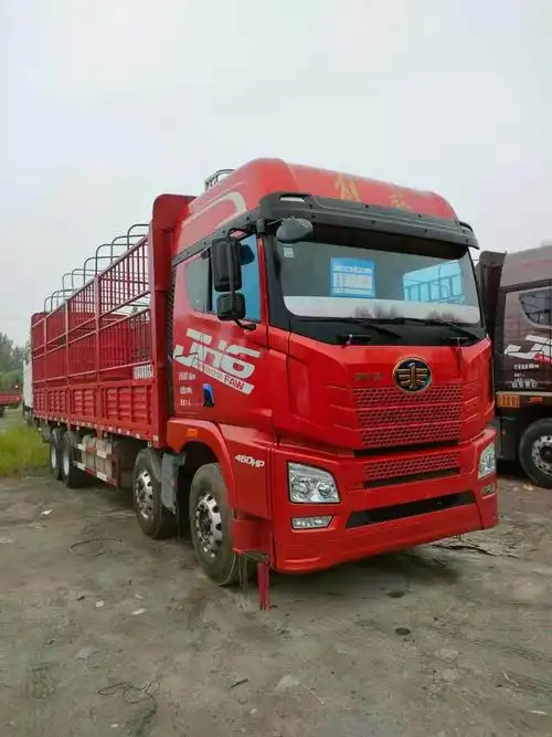 二手解放jh6前四后八9.6米高栏载货车 杏林运输