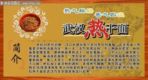 武汉热干面介绍展板