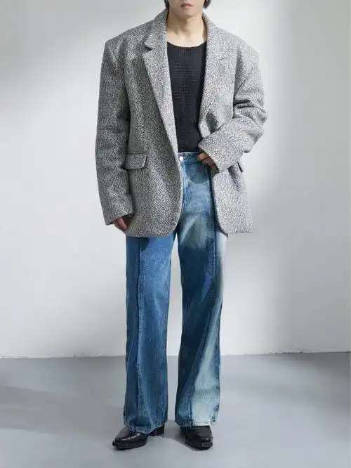 复古中长款西服外套