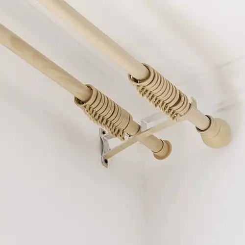 杆轨木纹日系原木色铝合金窗帘杆罗马杆单杆双杆不参加满减