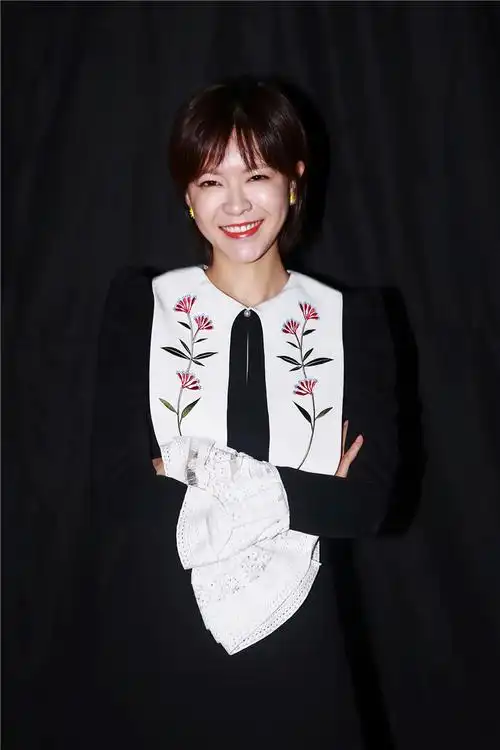 9100#现货明星同款李艾时尚撞色刺绣飘片连衣裙女2018秋冬新款