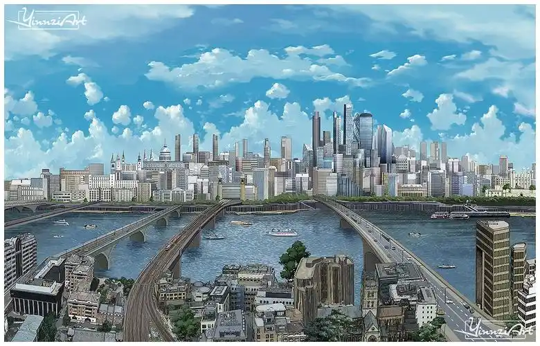 原创鸟瞰城市地图插画系列《伦敦》