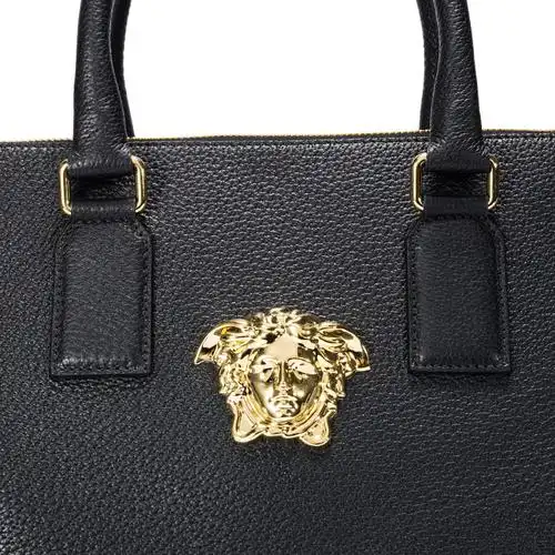 versace/范思哲男士黑色牛皮拉链开合手提包【官方授权】