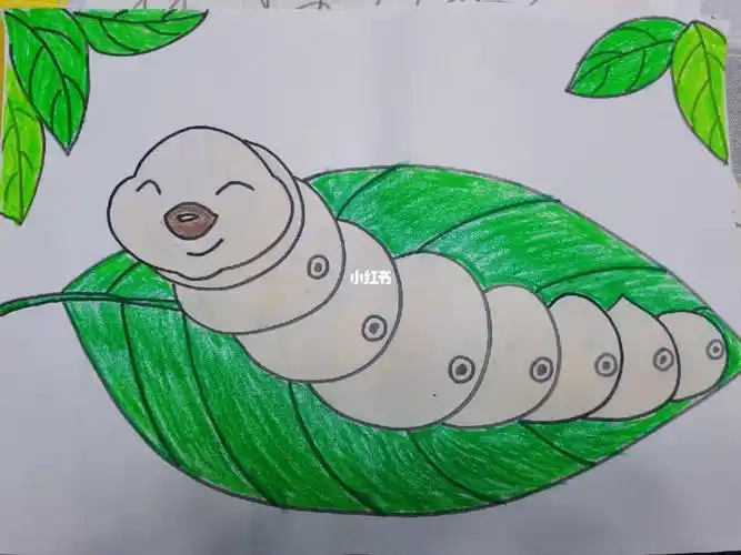 油画棒儿童画打卡d6天可爱的蚕宝宝
