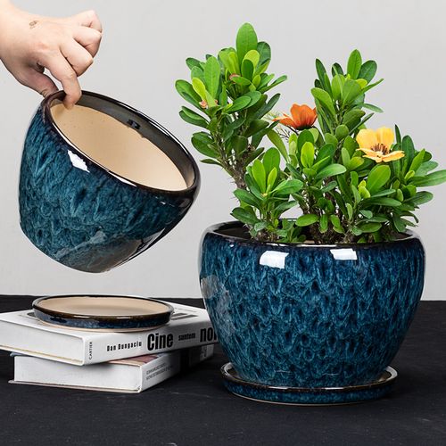 花盆阳台种花土壤陶瓷好看看的漂亮亮的盆子花盆