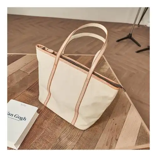 牛xx单肩包女休闲帆布手提包时尚女包白色帆布包新款女士托特包潮