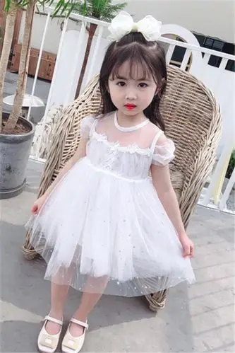 女童夏装连衣裙女宝宝1-4岁夏季公主裙洋气露肩时尚星星纱裙潮