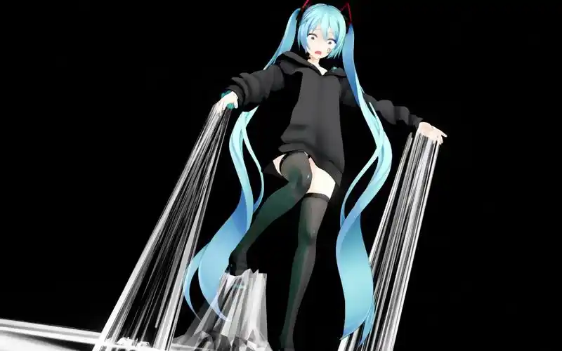 miku被不明白色液体粘住了