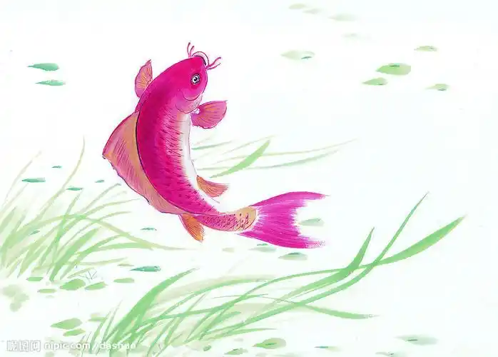 国画鲤鱼跳龙门红鲤鱼图片