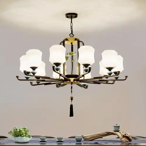 新中式吊灯客厅灯具中国风卧室餐厅灯创意复古别墅复式楼大吊灯