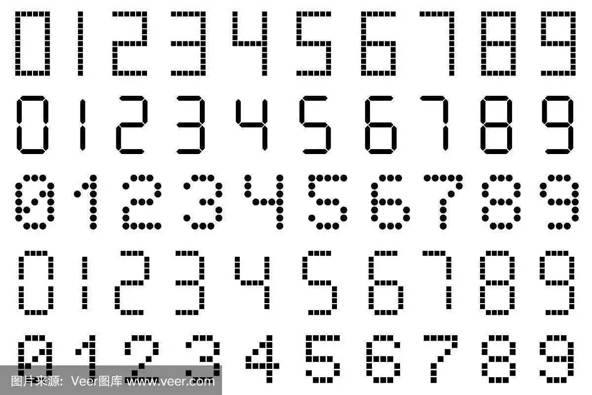 一组不同类型的数字
