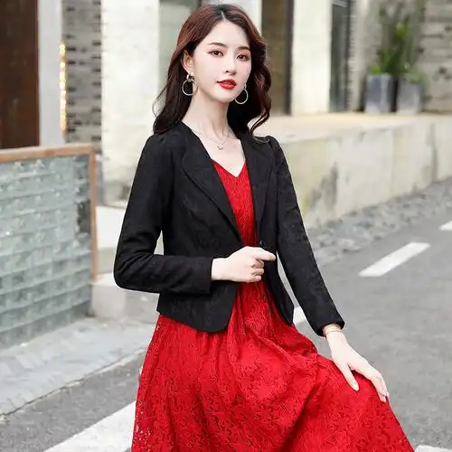 适合搭配旗袍裙子穿的小外套女短款外搭春秋夏季披肩开衫西装上衣