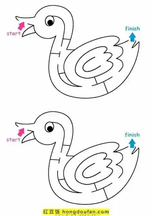 18张动物主题简单有趣的迷宫游戏图纸免费下载-红豆饭小学生简笔画