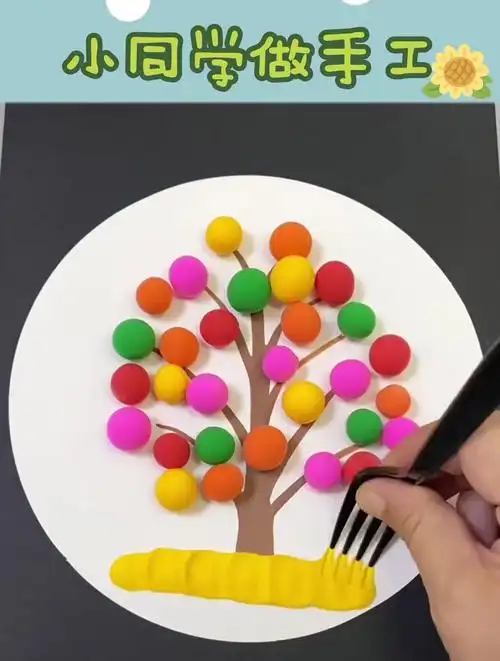 简单漂亮的儿童创意粘土画和孩子一起来试试吧!