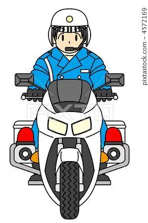 骑摩托车的警察简笔画卡通