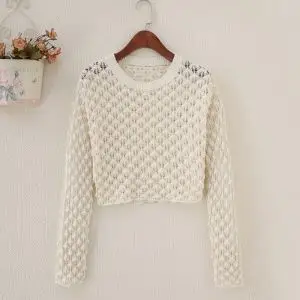 楼空针织衫勾花镂空长袖图片