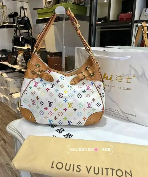 lv限量白三彩tote南瓜腋下包村上隆联名