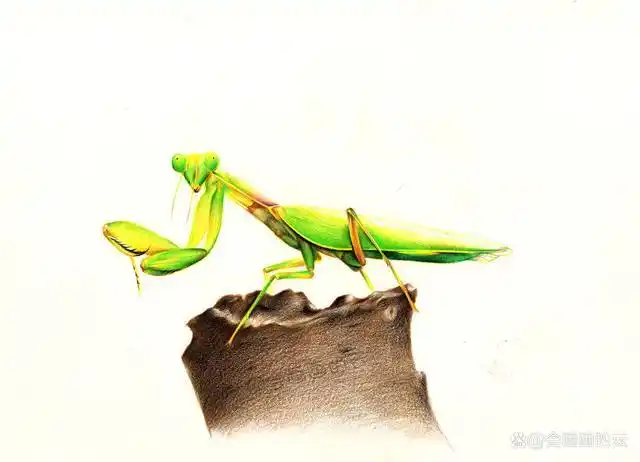 零基础画彩铅手把手教你画一只活灵活现的螳螂