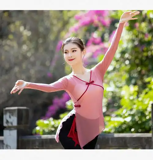 古典舞身韵服舞蹈纱衣练功服女成人形体服装上衣民族舞秧歌演出服藏
