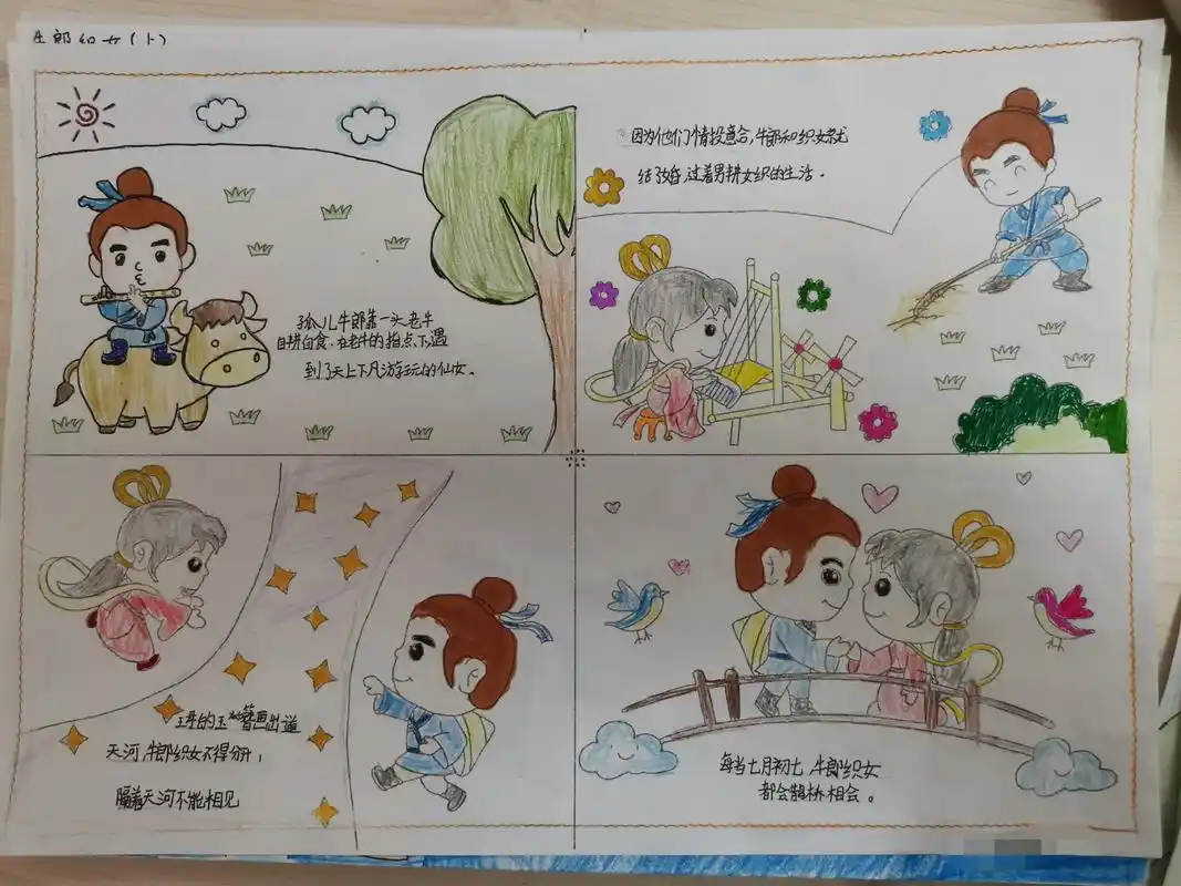 《牛郎织女》连环画精彩呈现,孩子们太棒了