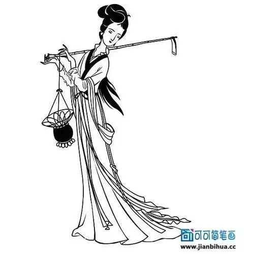 古代人简笔画女人物背景