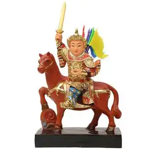 12寸黄小跑小跑88cm白马将军像上骑马佛像摆件