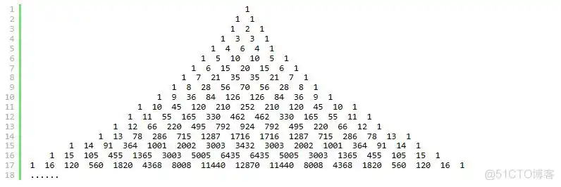 杨辉三角二项式系数组合数斐波那契数列