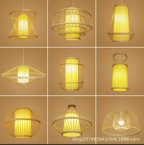 竹编餐厅吊灯火锅奶茶店商铺商用单头吊灯东南亚风格创意个性灯具