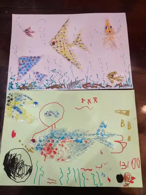 废物利用泡泡纸创意画