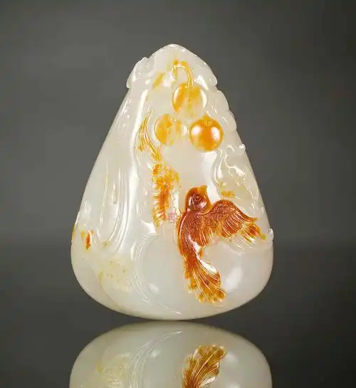 郭万龙 和田玉籽料喜报三元挂件