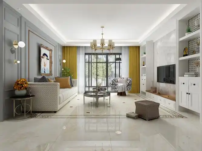 时代悦府143平户型客餐厅-欧神诺瓷砖效果图